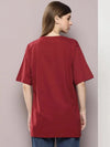 Dillinger Maroon Graphic Oversized T-Shirt-WMNCR443MRN-XS