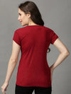 Women's Maroon Solid Top-AE-10458-Maroon