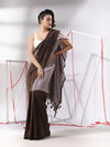 Brown Cotton Saree With Stripes Pattern Sequine Work-MA55CT06500130