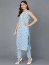 Ahika Women Blue Cotton Printed Straight Kurta Pant Set With Dupatta-VKSKD1454_XS