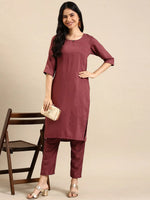 Women's Purple Solid Kurta Set-SKC-3327-Mauve