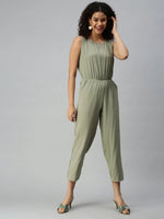 Women's Yellow Solid Jumpsuit-AE-9889-Olive