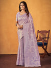 Saree Mall Women's Cotton Lavendar Woven Design Designer Saree With Blouse Piece-SMIKSHA88905