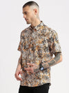 Men Spread Collar Animal Orange Casual Shirt-REVERIE-2121-Orange