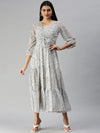 Women White Printed Dress-AE-9908-Whiteblack