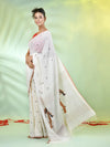 Off White Cotton Handwoven Saree With Bird Motifs-MA66CT431380017