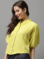 Women's Yellow Solid Top-AE-7063-Yellow