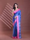 Blue Silk Soft Saree With Paisley Print-MA60BSL01400040