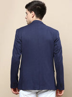 Men Navy Solid Casual Blazers-LBR-5500-Navyblue