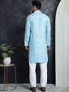 Men's Printed Kurta with Churidar-JOKP-P-5031Sky