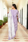 Vaasva Women Lavender Tissue Linen Embroidered Solid Kurta Set With Solid Pants & Printed Dupatta-143-Vaas-Lavender