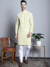 Men's Yellow Embroidered Kurta with Pyjama.-JOKP-P-699Yellow