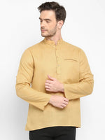 Hangup Men Standard Solid Men's Indian Wear-Khakhi_Magic_Bon_ShortKurta