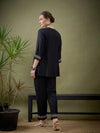 Women Black Front Embroidered Shirt With Palazzos