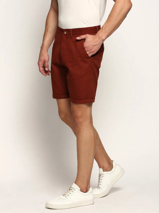 Men Rust Solid Shorts-ORBIT-2-Rust