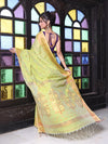 Light Green Cotton Saree With Zari Borders-MA64BCT401190044