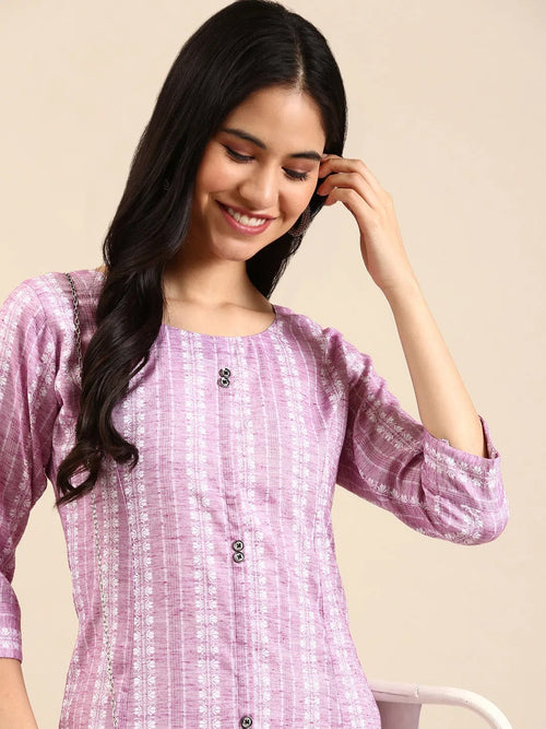 Women's Lavender Solid Straight Kurta-SKC-3311-Lavender