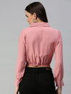 Women's Pink Solid Crop Tops-AE-7037-Pink