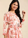 Women's Peach Printed Anarkali Kurta-BCCK-929-Peach