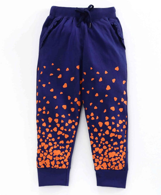 Girls Heart Printed Cotton Track Pant