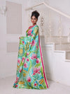 Sea Green Lotus Hand Painted Pure Silk Handwoven Soft Saree-MA64SL3000061