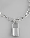 Mens Silver Plated Lock Bracelet-VOJ083