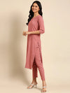 Women's Purple Striped Kurta Set-SKC-853-Mauve