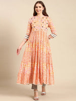 Women's Peach Printed Anarkali Kurta-GW-2477-Peach