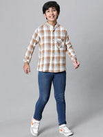 Kids Boy Multicolor Brush Check Full Sleeve Buttoned Cotton Shirt-W23617BSH003