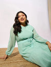 Women Sea Green Tiered Maxi Dress