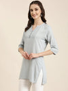 Women Grey Solid Straight Kurti-NJ-638115-Grey