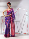 Blue Cotton Saree With Stripes Pattern-MA55CT06540089