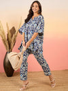 Anti Fit Kaftan Top with Pants in Blue Ikkat Print