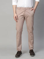 Genips Men's Onion Cotton Stretch Caribbean Slim Fit Solid Trousers Pink