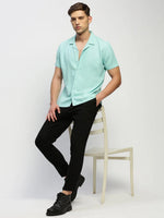 Men Green Solid Shirt-AANYA-1687-Seagreen