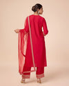 Avanshee Women's Latest Solid Red Cotton Blend Kurta, Pant With Embroidred Dupatta Set-ES-7542