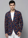 Men Blue Printed Blazer-SOBLZ-297-Navyblue