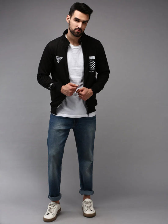 Men Black Solid Sweatshirt-OTSS-31-Black