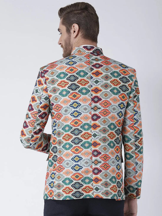 Hangup Men Standard Printed Men Formalwear-D465ButtonBlazer