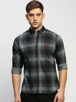 Men Green Checked Shirt-CLEON-1798-Seagreen