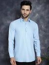 Men's Light Blue Solid Short Kurtas-KO-5037Light-Blue