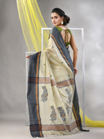 Ecru Cotton Handspun Soft Saree-MA57CH331710018