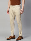 Genips Men's Cotton Stretch Caribbean Slim Fit Solid Cream Colour Trousers