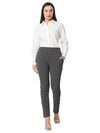 Smarty Pants Women's Cotton Lycra Ankle Length Grey Formal Trouser-SMPT-954C-S