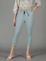 Women's Grey Solid Cigarette Trouser-AL-6272-Grey