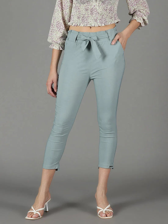 Women's Grey Solid Cigarette Trouser-AL-6272-Grey