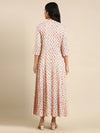 Women's Cream Printed Anarkali Kurta-AT-A-412-Creampink