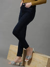 Women's Navy Blue Solid Slim Fit Denim Jeans-GZ-5155-Navyblue