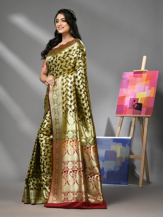 Brown Silk Banarasi Saree With Zari Woven Designs-MA52BSL441050010