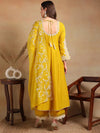 Ahika Women Yellow Silk Blend Embroidered Anarkali Kurta Palazzo Set With Dupatta-PKSKD2118A_XS